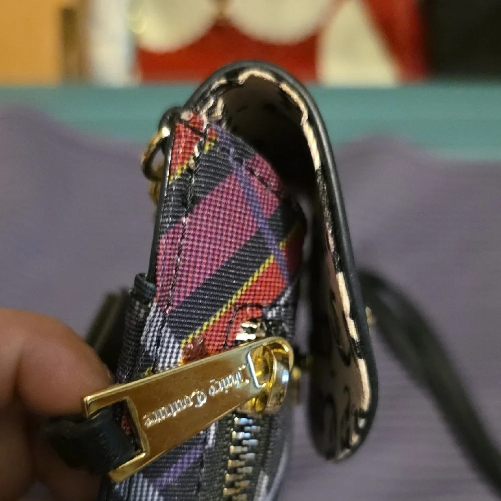 Juicy Couture Black and Multicolor Plaid Crossbody Bag